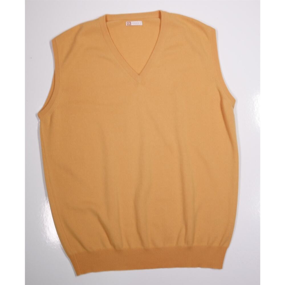 Giorgio's of Palm Beach Orange 100% Cashmere V-Neck Sweater Vest 46/XL